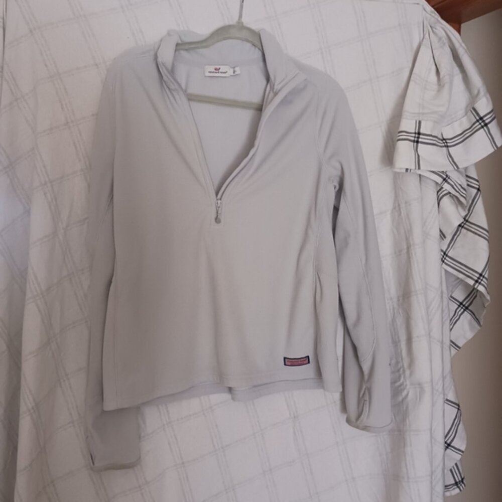 Womens‎ L Vineyard Vines White Fleece Quarter Zip Pullover